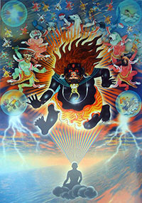 Modern Tibetan art visualization, Tenzin Gyatso artist. Wizard Studio